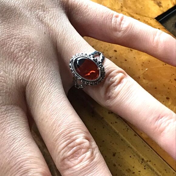 Natural Baltic Amber Sterling Silver Ring Size 7 Discounted - Picture 3 of 12